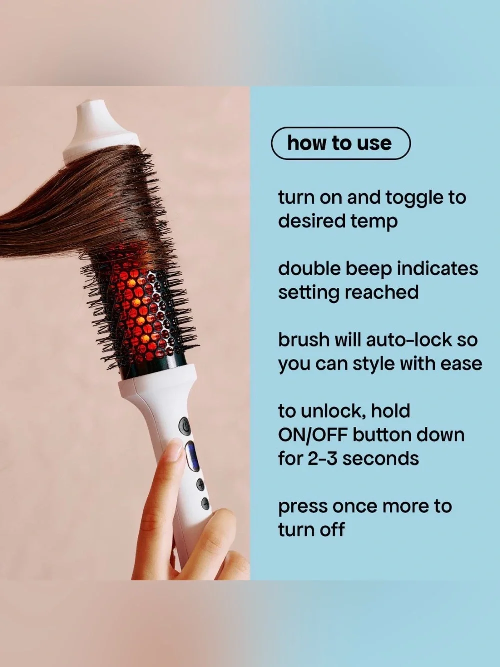 BONDIBOOST Infrared Heated Thermal Long Barrel Hot Round Brush